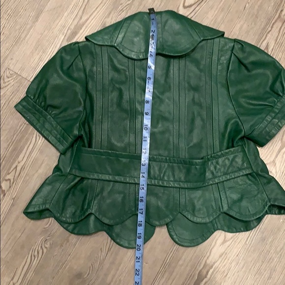 Tracy Reese crop green leather jacket - Picture 4 of 7